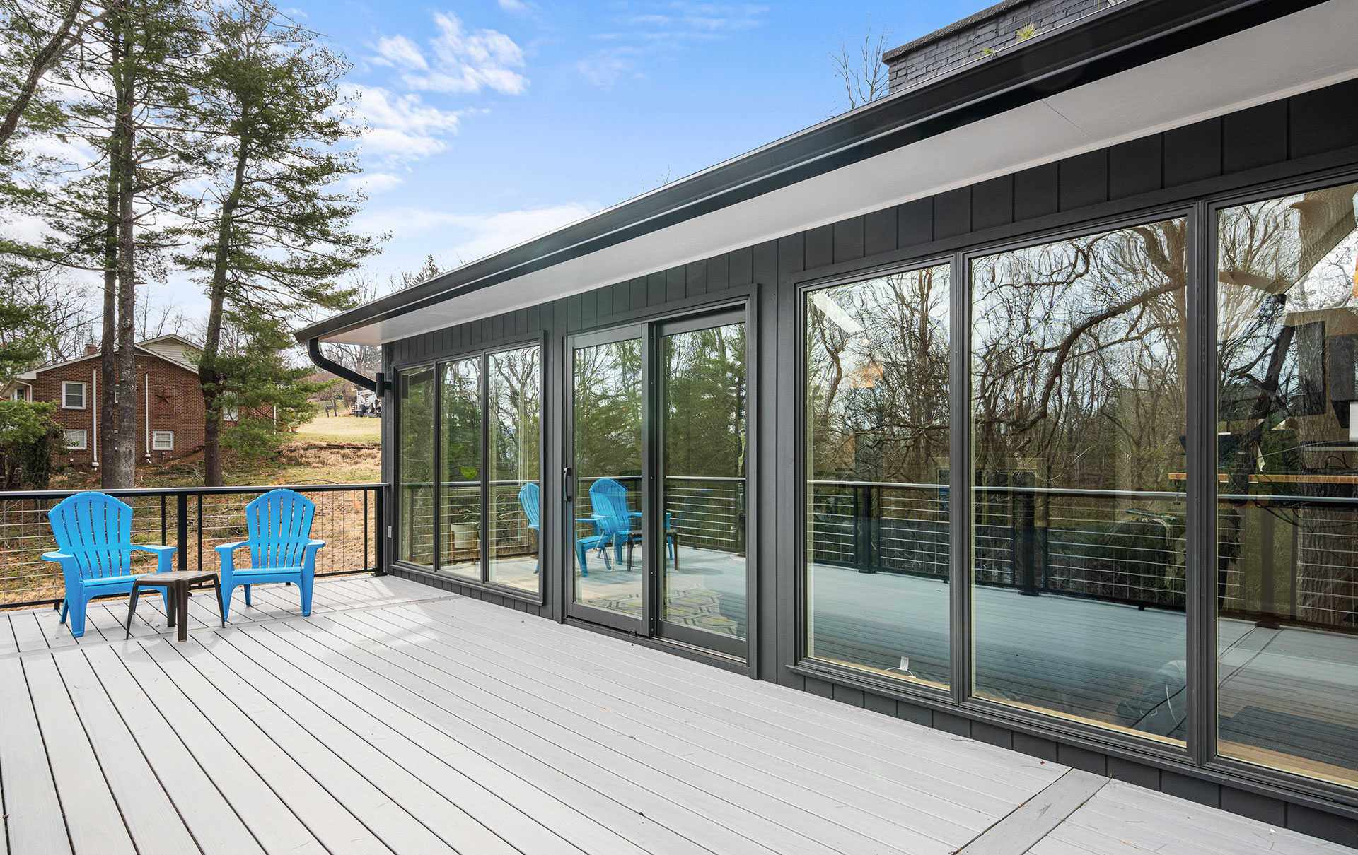 Exterior photo of the back porch of a house.